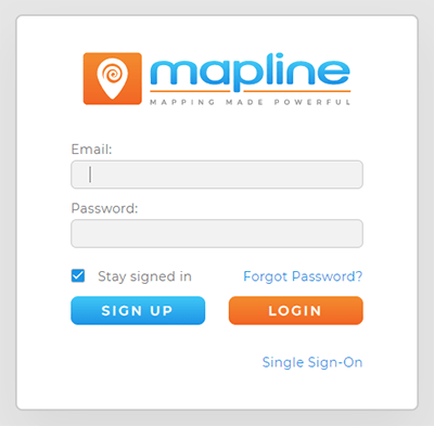 Screenshot of Mapline sign-on page