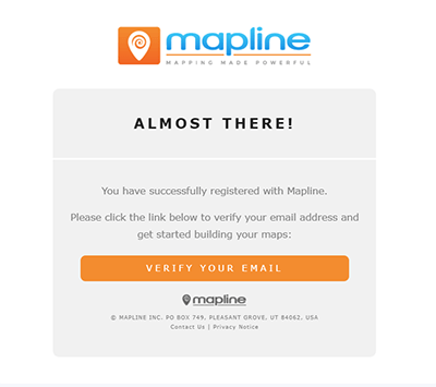 Screenshot of Mapline activation email
