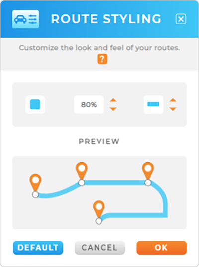 optimized routes lightbox in mapline