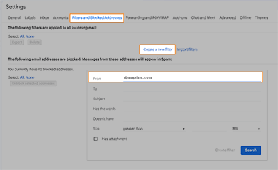 Screenshot of Gmail email settings