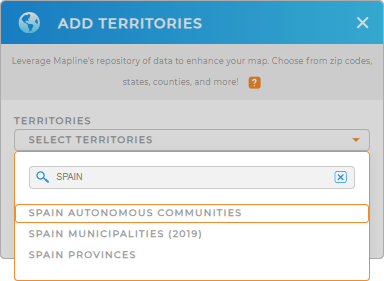 Add Spain Autonomous Communities to your map in Mapline