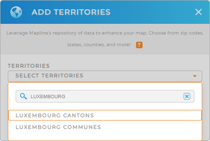 Add Luxembourg cantons to your map in Mapline