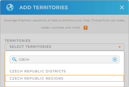 Add Czech Republic Regions to your map in Mapline