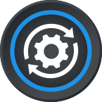 Blue Geo Operations icon: a gear with arrows around it
