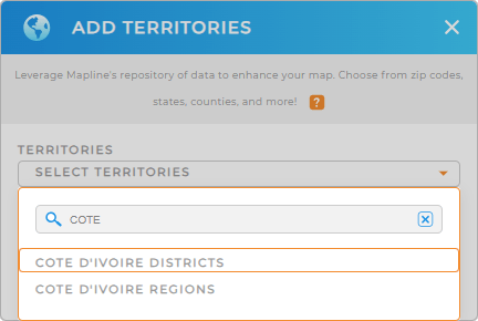 Add Cote d’Ivoire Districts to your map in Mapline