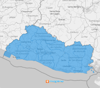 Map of El Salvador Departments
