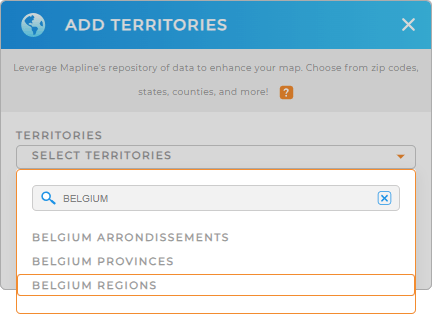 Add Belgium regions to your map in Mapline