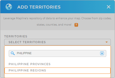 Add Philippine Regions to your map in Mapline