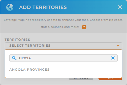 Add Angola Provinces to your map in Mapline