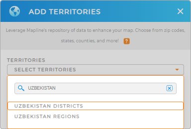 Add Uzbekistan Districts to your map in Mapline