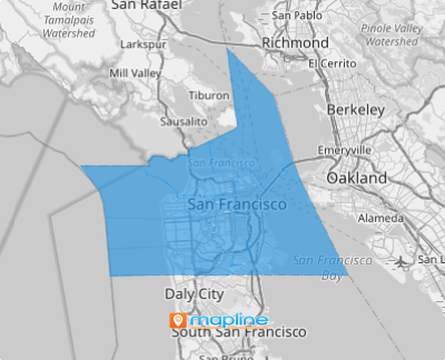 Map of U.S. Supervisorial Districts