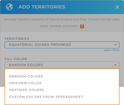 Instantly color-code your Equatorial Guinea province territory map