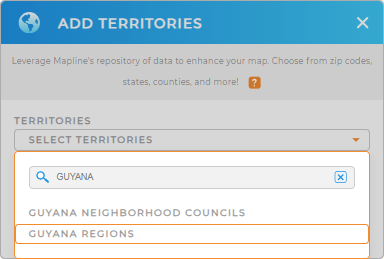 Add Guyana Regions to your map in Mapline