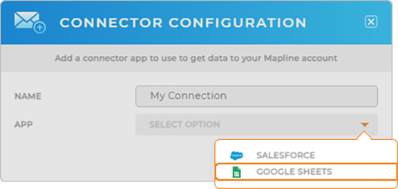 Add a new Connector for Google Sheets in Mapline