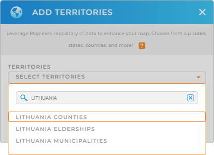 Add Lithuania counties to your map in Mapline