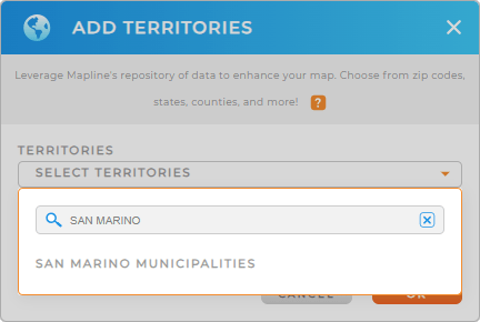 Add San Marino municipalities to your map in Mapline