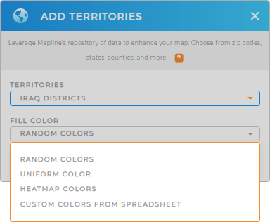 Color-code your Iraq Districts territory map in seconds