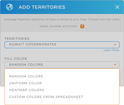 Color-code your Kuwait governorates territory map in seconds