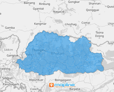 Map of Bhutan gewogs