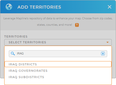 Add Iraq Districts to your map in Mapline