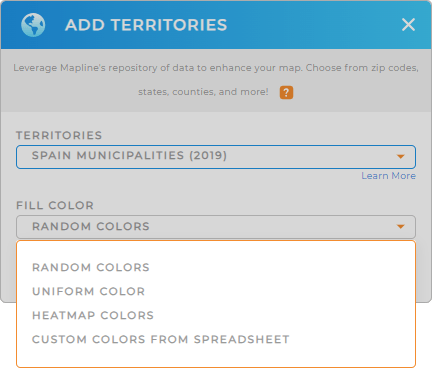 Color-code your Spain municipalities territory map in seconds