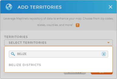 Add Belize Districts to your map in Mapline