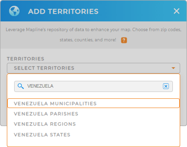 Add Venezuela Municipalities to your map in Mapline