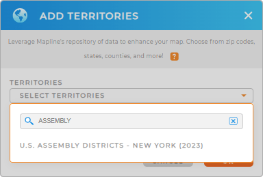 Add New York State Assembly Districts to your map in Mapline