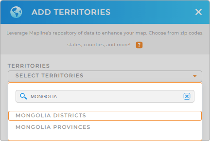 Add Mongolia districts to your map in Mapline