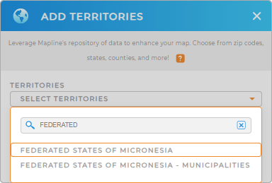Add Federated States of Micronesia to your map in Mapline