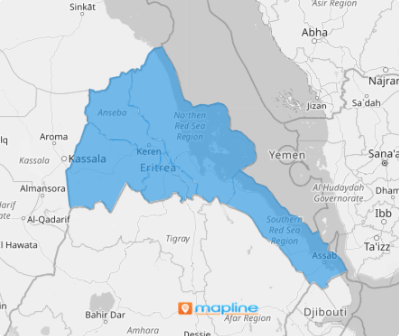 Map of Eritrea Regions