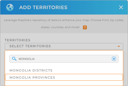 Add Mongolia provinces to your map in Mapline