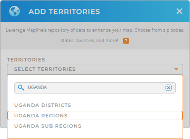 Add Uganda Regions to your map in Mapline