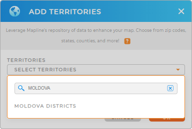 Add Moldova Districts to your map in Mapline
