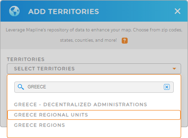 Add Greece Regional Units to your map in Mapline