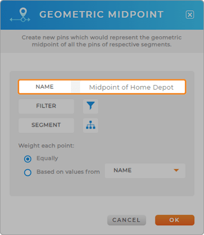 Calculate the midpoint between locations in mapline