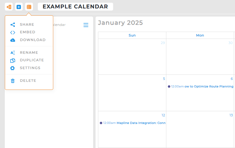 Edit your calendar in Mapline