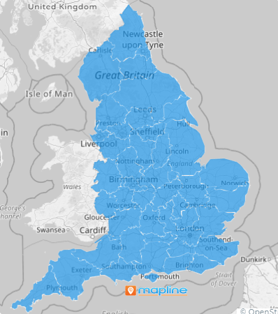 Map of England Ceremonial Counties
