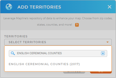 Add England Ceremonial Counties to your map in Mapline
