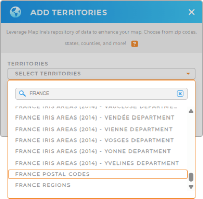 Add France postal codes to your map in Mapline