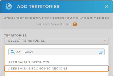 Add Azerbaijan economic regions to your map in Mapline