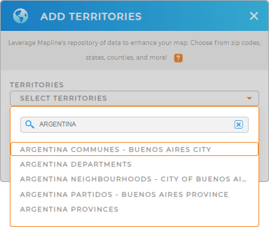 Add Argentina Communes to your map in Mapline