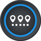 Routes icon: a straight, dotted line with map pins