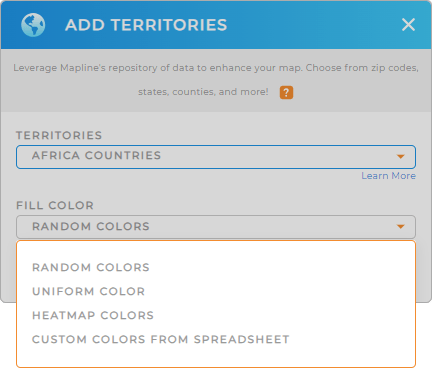 Color-code your Africa countries territory map in seconds