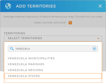 Add Venezuela states to your map in Mapline