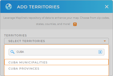 Add Cuba Municipalities to your map in Mapline