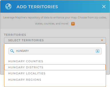 Add Hungary districts to your map in Mapline