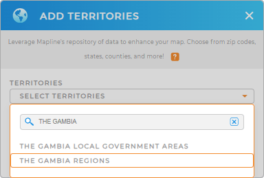 Add The Gambia Regions to your map in Mapline