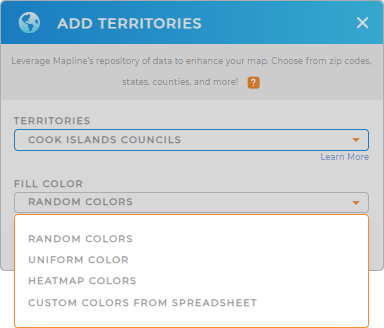 Color-code your Cook Island Councils territory map in seconds