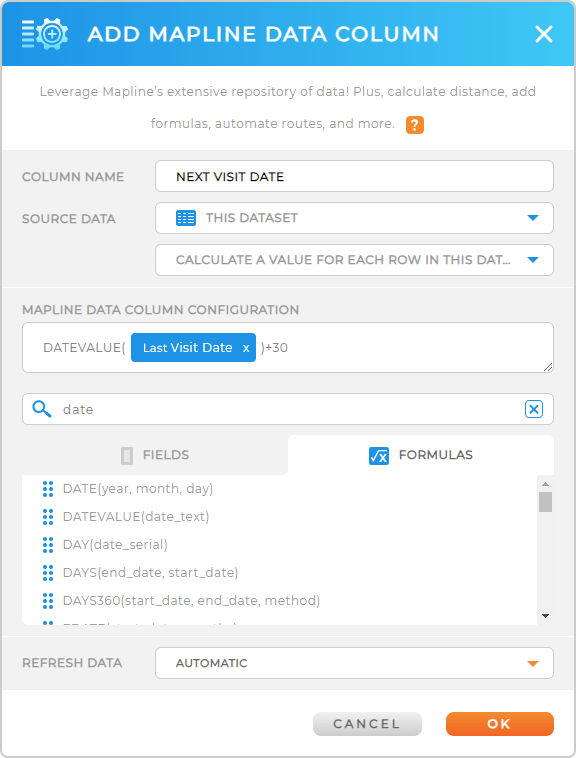 Auto-calculate a customer's next service date in Mapline